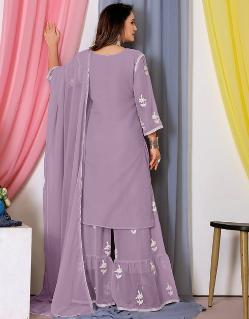 elegant purple bamber georgette attrective designer party wear salwar suit with purple bamber georgette of-13720-acy4446 Close-up View